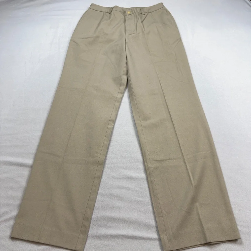 Vineyard Vines Mens 30x32 Khaki Plain Front Canvas Dock Pants Wake Forest WF Tan